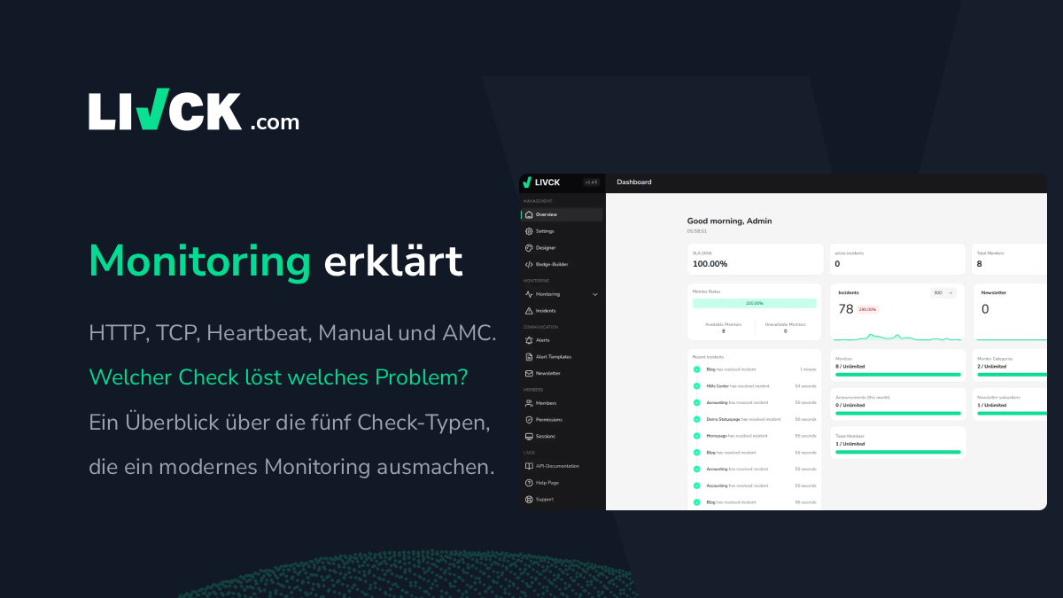 Monitoring-Typen erklärt: HTTP, TCP, Heartbeat, Manual & AMC